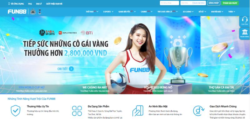 Đường dẫn truy cập trang chủ mới nhất của Fun88